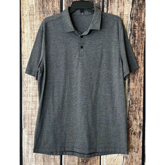 Lululemon Polo Shirt Men Large Gray Evolution Performance Stretch Wicking - Picture 1 of 5